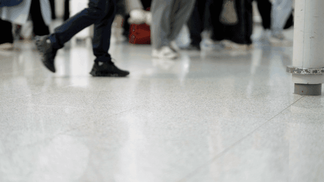 People walking in a busy terminal