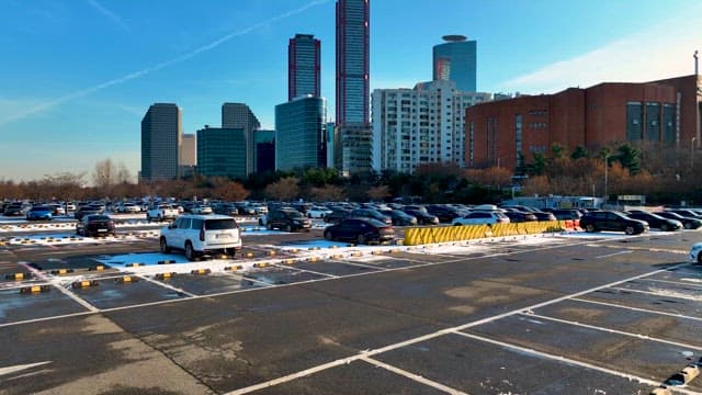 Snow-Covered Parking Lot at Yeouido Hangang Park