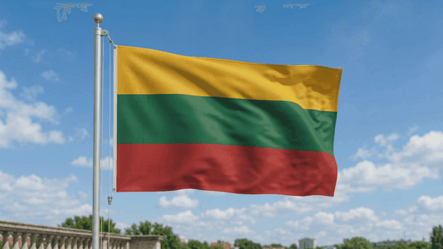 Lithuanian flag fluttering under clear sky