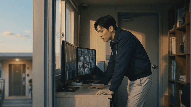 A man monitoring security footage