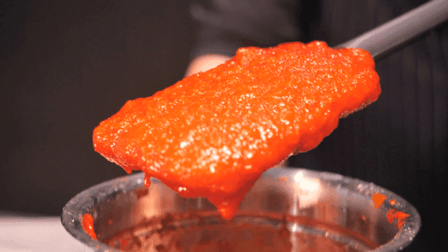 Spatula to scoop gochujang from bowl