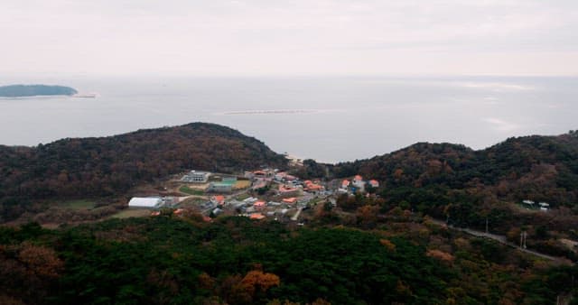 Autumn-Colored Forests and Coastal Villages