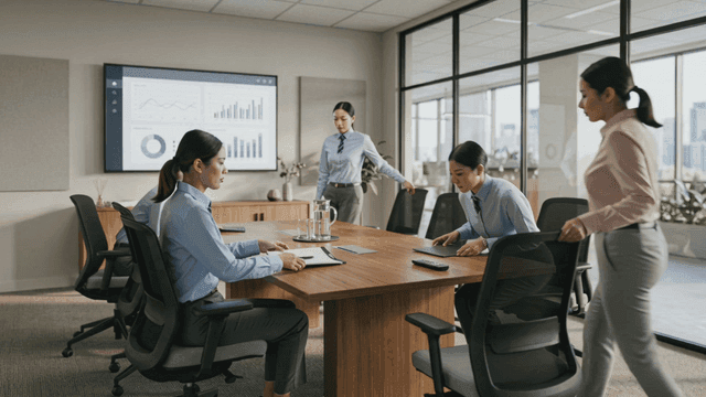 Meeting rooms where office workers enter