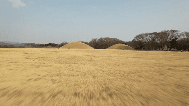 넓은 들판의 고대 무덤