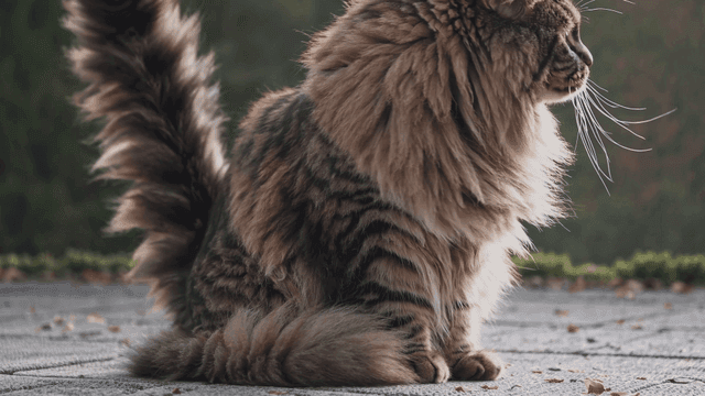 Furry cat sitting