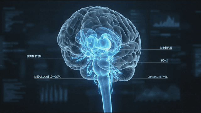 Detailed view of the human brain anatomy