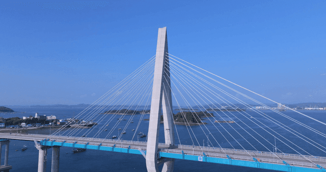 Modern cable-stayed bridge over sea