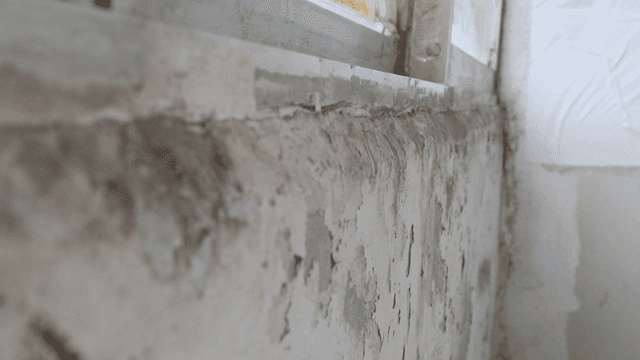 Close-up of a damaged wall surface