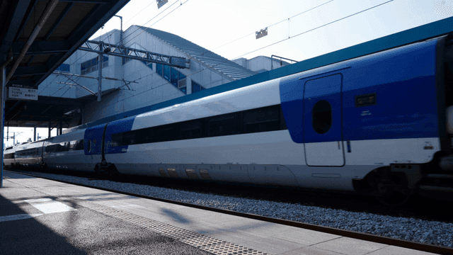 Long high-speed train arrived at platform