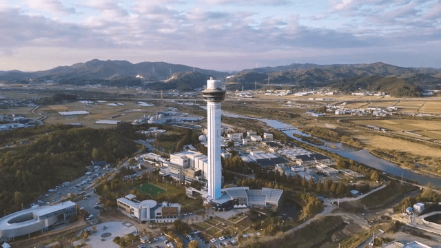 Tall observation tower in a rural area