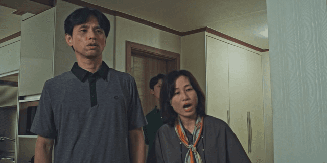 Family with surprised expressions