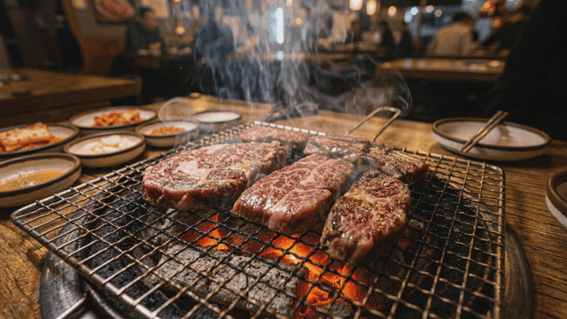 Beef grilled over charcoal