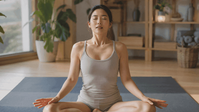 Woman meditating peacefully