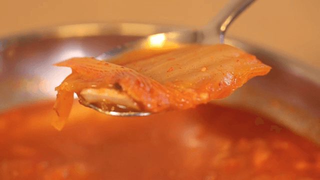 A spoonful of Kimchi jjigae