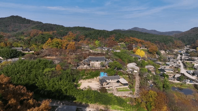 Traditional Korean village in autumn