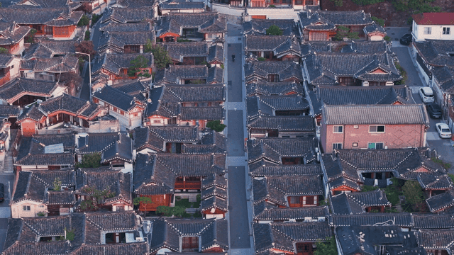 Quiet village with hanoks and alleys
