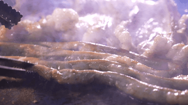 Grilled tripe cooked on pan