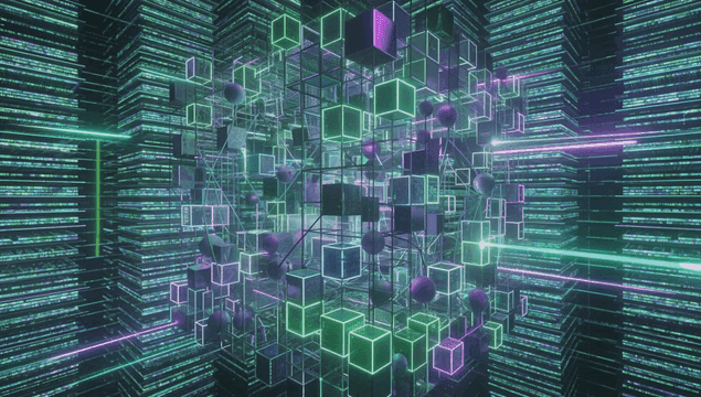 Futuristic digital cube structure