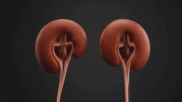 Detailed view of human kidneys