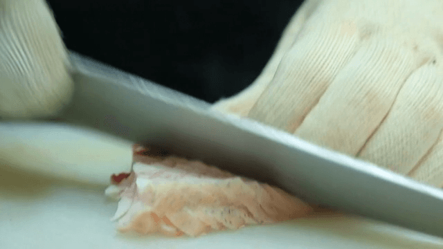 Slicing Pork Belly with precision