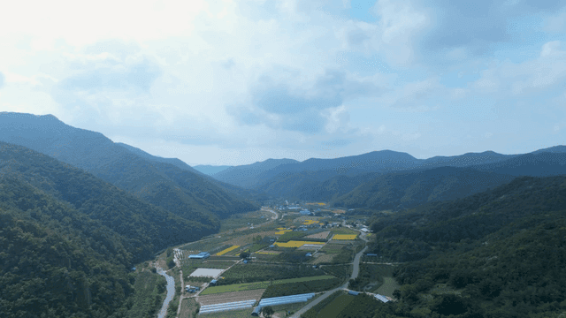 산 사이 펼쳐진 넓은 농지