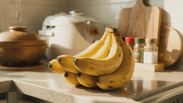 주방 조리대 위의 바나나