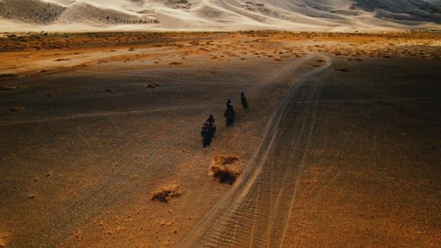 Caravan Journey on Camels Across the Desert Landscape