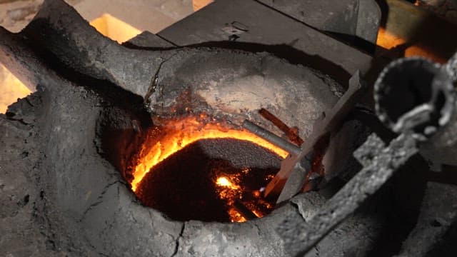 Molten metal in a furnace