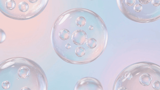 Pastel-colored floating transparent bubbles