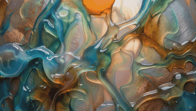 Colorful abstract fluid patterns in fluid shapes