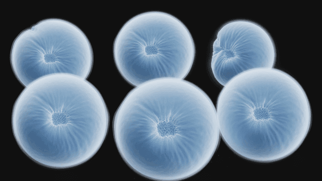 Microscopic view of blue cells