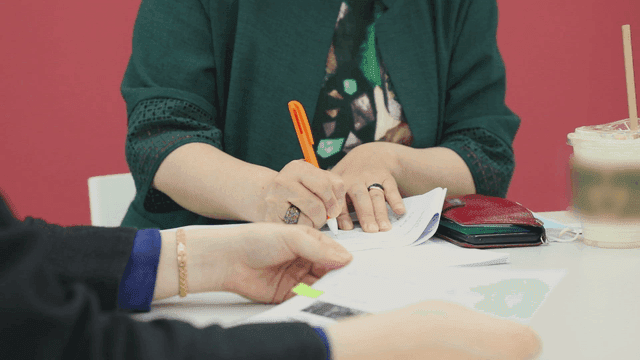 People working together at a table