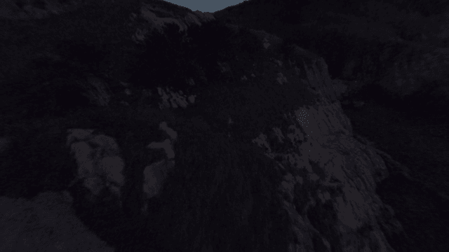 저녁 바다 옆 바위 절벽