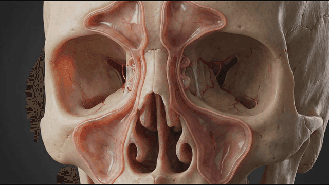 Detailed view of a human skull structure