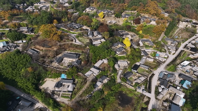 Traditional Korean village surrounded by nature