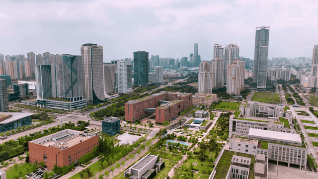 Modern cityscape with tall skyscrapers