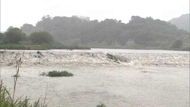 River swollen after heavy rain