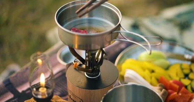 Grilling Meat on a Portable Camping Stove