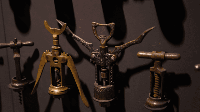 Display of vintage corkscrews