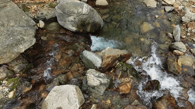 바위 위로 흐르는 작은 시냇물