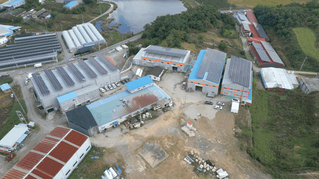 Industrial complex with solar panels