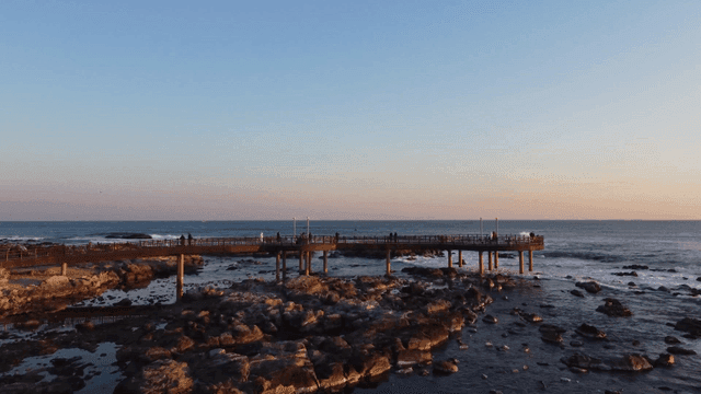 Beautiful pier extending into sea