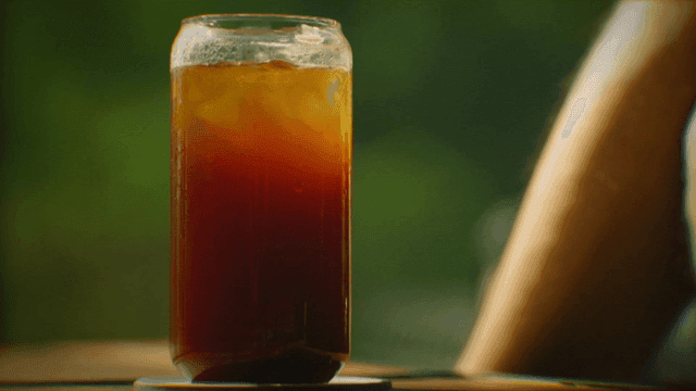 Iced coffee placed on table