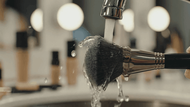 Makeup brush that can be washed under running water