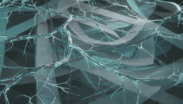 Intricate network of glowing lines