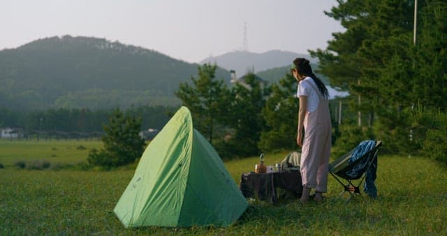 Tranquil Camping Scene in Lush Greenery