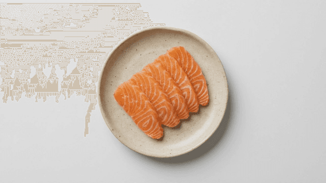 Slices of fresh salmon on a plate