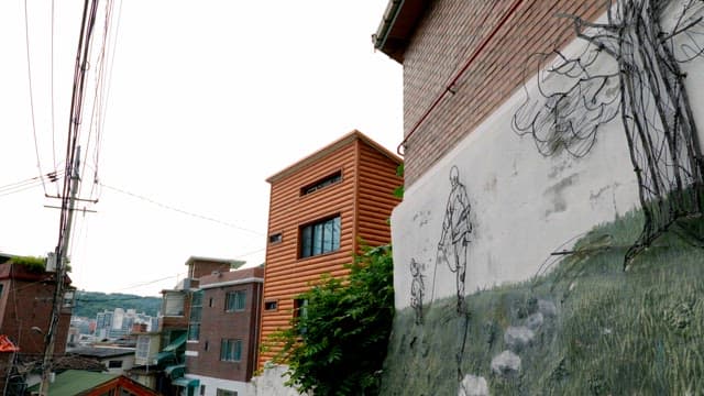 Street art on a wall in a residential area