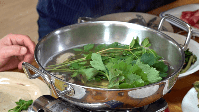 Hot pot with fresh vegetables