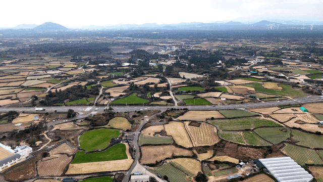 Large farmland with scattered houses